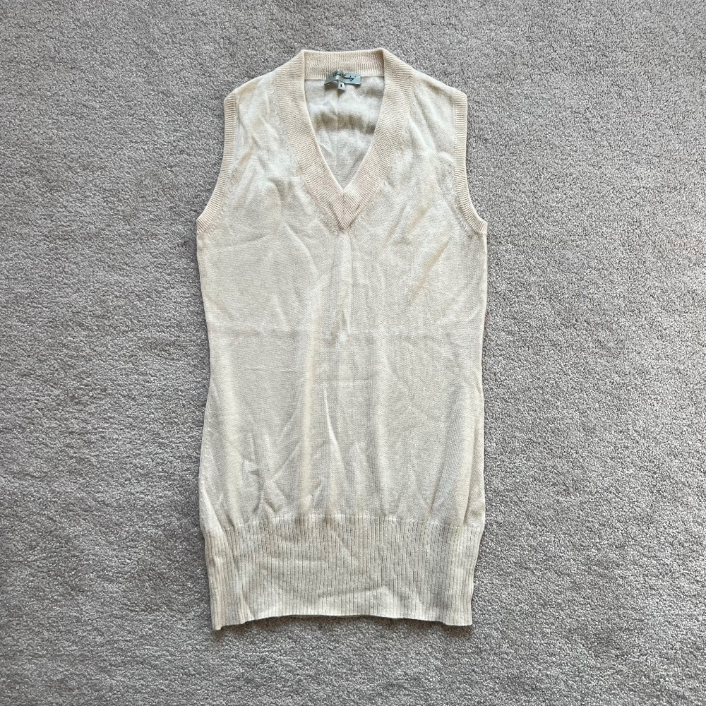 Beth Bowley 100% Cashmere Cream White Sweater Vest Size M